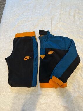 Nike Blue & Black Jogger Set with Orange Accents